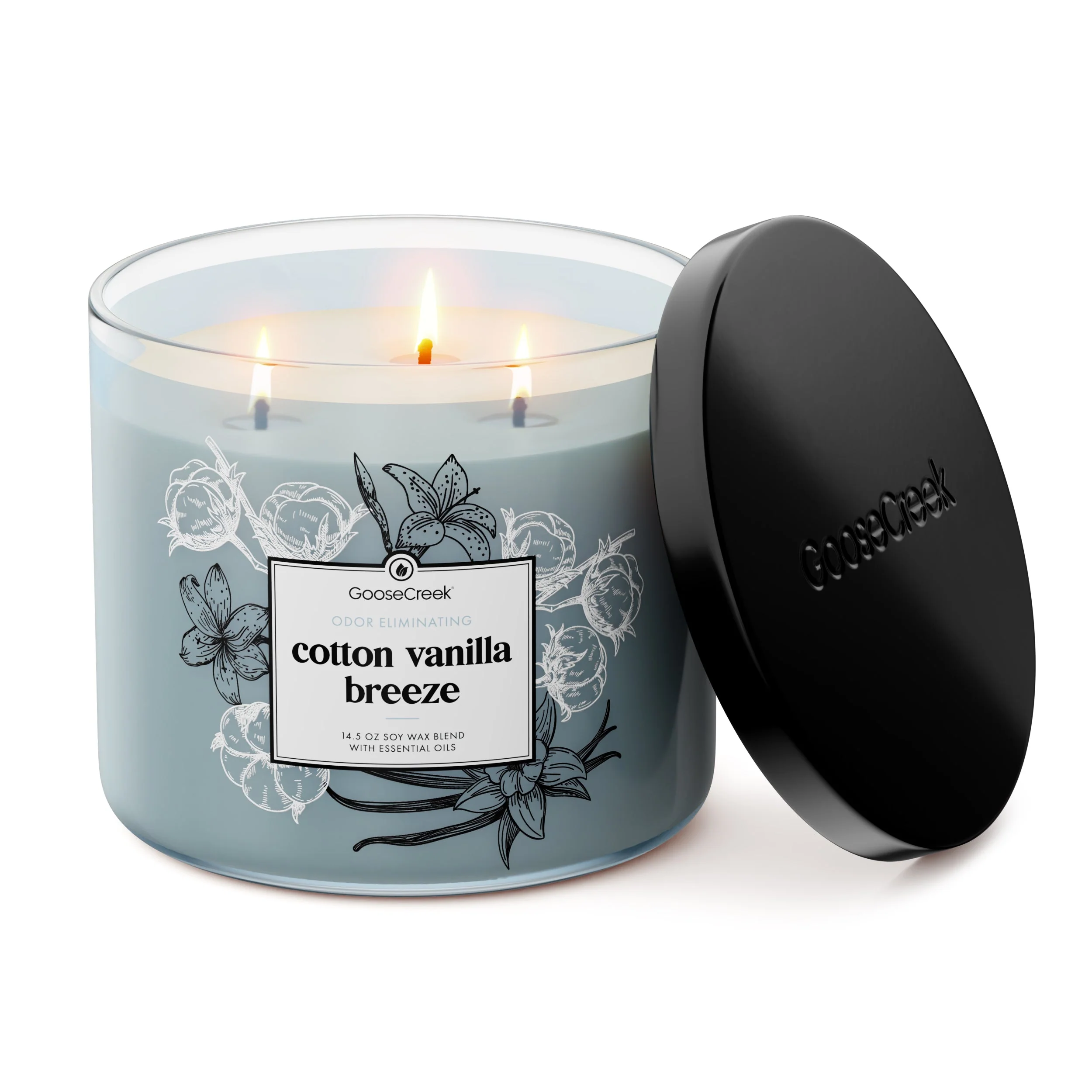 Cotton Vanilla Breeze Odor Eliminating 3-Wick Candle - Image 3
