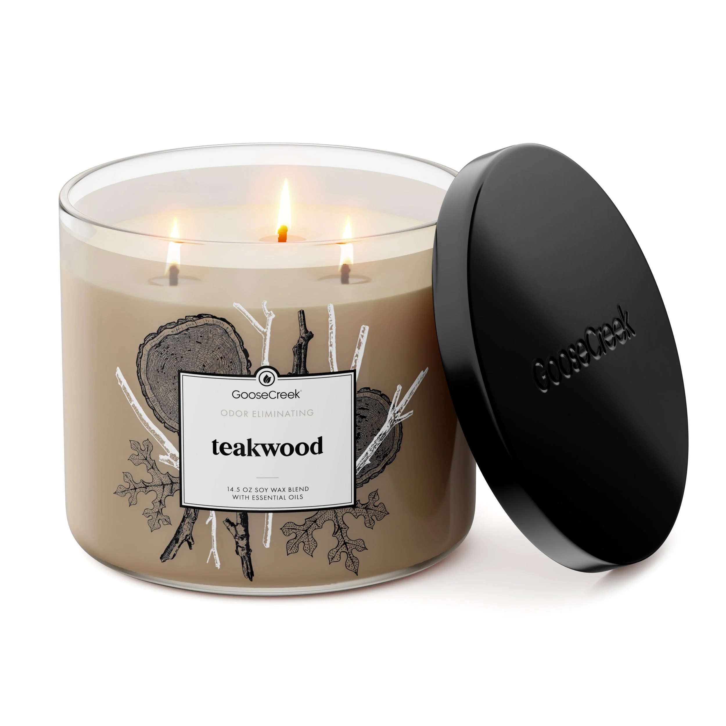 Teakwood Odor Eliminating 3-Wick Candle - Image 3