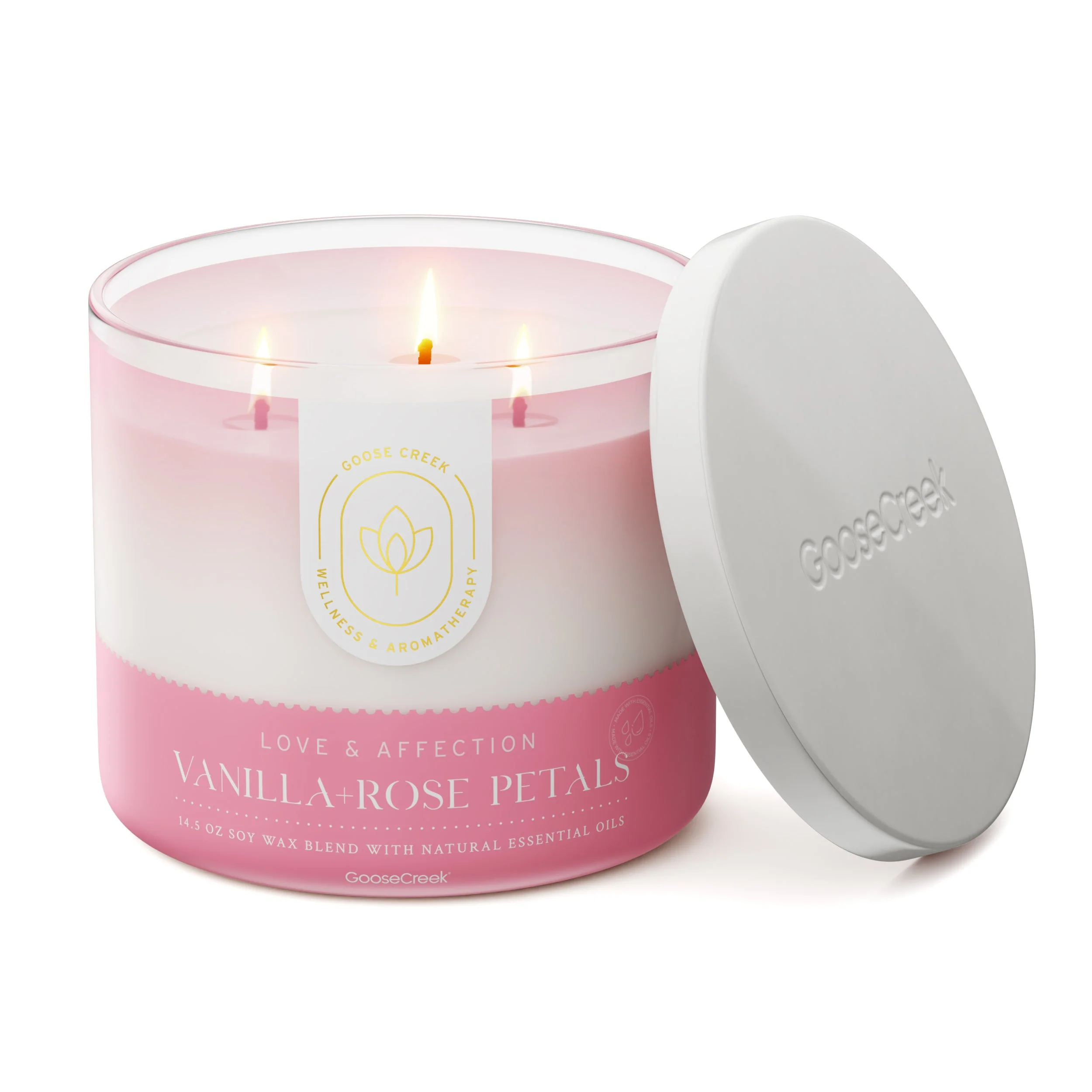 Vanilla & Rose Petals Aromatherapy 3-Wick Candle - Image 3